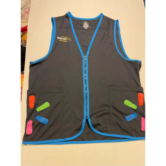 Walmart Vest Sz Large Gray Blue Work Uniform Proud Associate Zip Logo - Picture 3 of 10